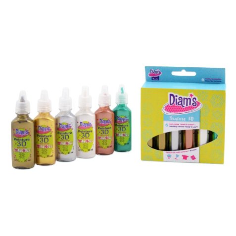 Set de 6 flacons 20ml Diams 3D Mini Total Métal - couleurs métallisées assorties