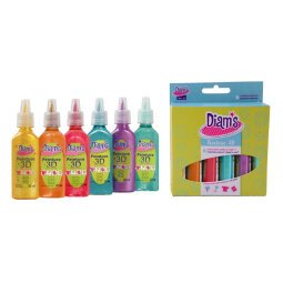 Set de 6 flacons 20ml Diams 3D Mini Total Fashion - couleurs assorties