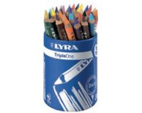 Pot crayons couleurs triple one lyra corps triangulaire   12cm mine 6mm 36 unites       coloris assortis