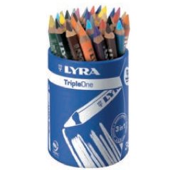 Pot crayons couleurs triple one lyra corps triangulaire   12cm mine 6mm 36 unites       coloris assortis