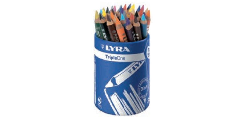 Pot crayons couleurs triple one lyra corps triangulaire   12cm mine 6mm 36 unites       coloris assortis