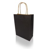 Boîte 200 sacs poignées torsadées kraft naturel 100%, format 32 x 42 x 15 cm, Couleur Noir