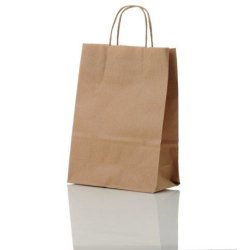 Boîte 200 sacs poignées torsadées kraft naturel 100%, format 22 x 33 x 10 cm, Couleur Naturel