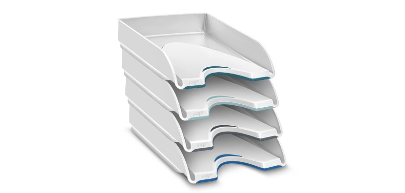 CEP Corbeille à courrier Nuance, format A4, pack de 4, blanc