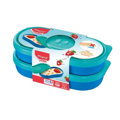 Lot de 2 Boîtes à Snack Picnik capacité 150 ml Concept enfants Bleu, en PP, étanche