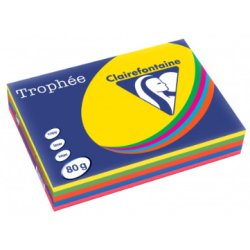 Ramette 5x100F papier Trophée 80g A3 assortis intense soleil,menthe,cardinal,BleuT,Fuchsia