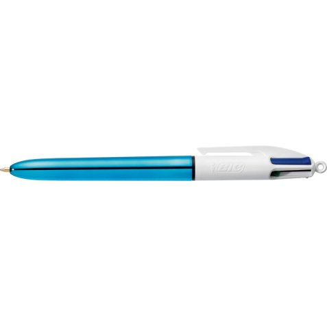 Stylo-bille bic 4 colours shine bleu pointe moyenne couleur classique