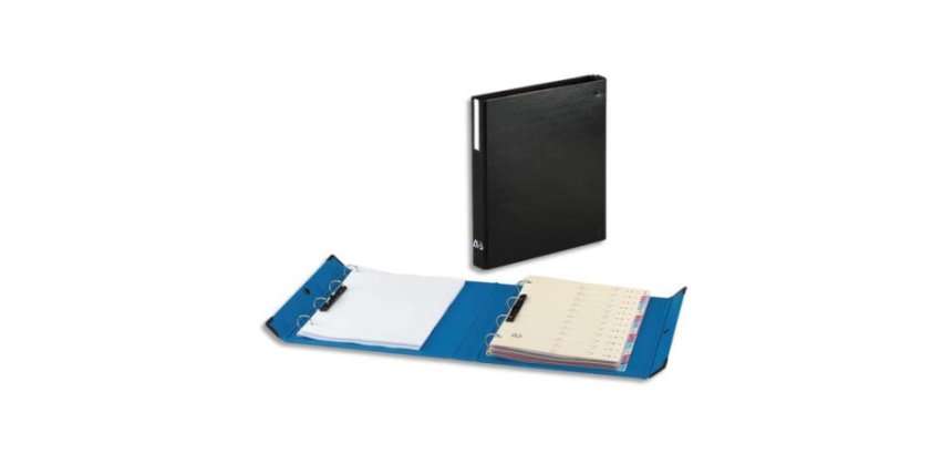 Classeur 4 anneaux cartonné Arianex A4 maxi - Dos 8 cm noir