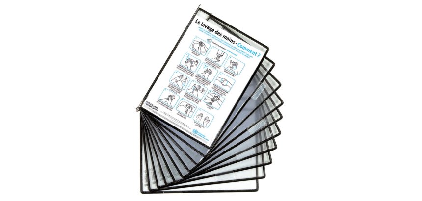 Poche a pivot tarifold sterifold en pvc format a4    coloris blanc 10 unites