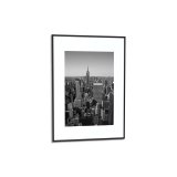 Cadre photo contour aluminium coloris Noir, plaque en plexiglas. Format 60 x 80 cm