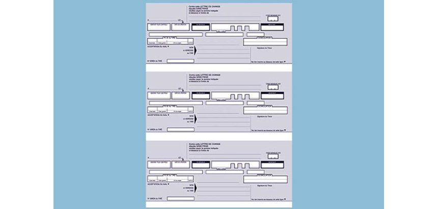 Ramette de traites normalisées, 3 par feuille