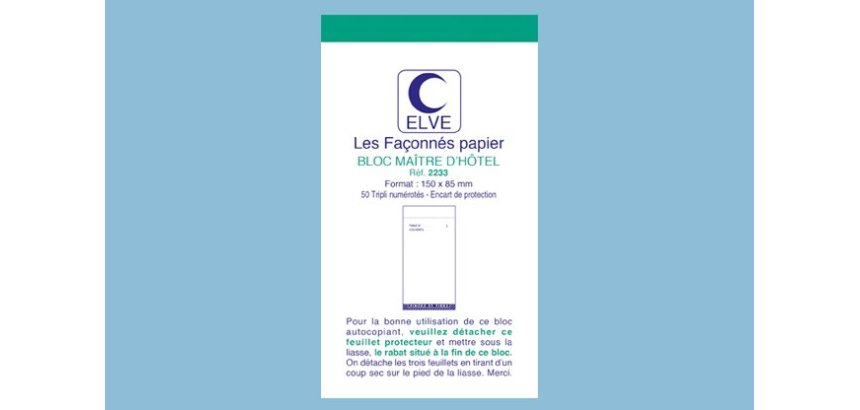Bloc maître d'hôtel 50 feuillets tripli - 85 x 150 mm