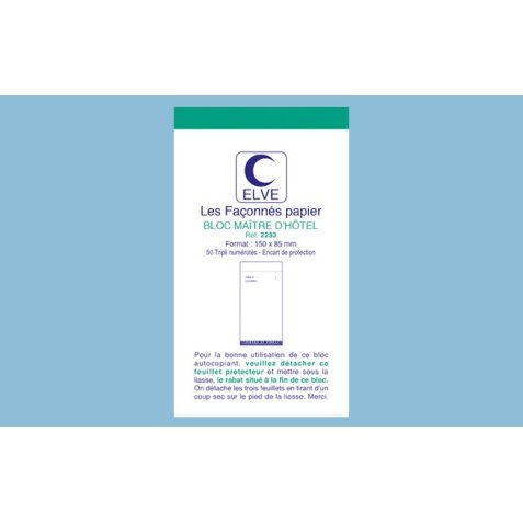 Bloc maître d'hôtel 50 feuillets tripli - 85 x 150 mm