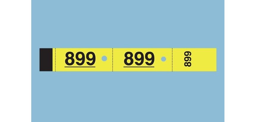 Bloc vestiaire piqué elve 3 coupons perforés détachables numérotés 1/1000 30x200mm 50 feuillets coloris jaune