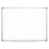 Tableau blanc q-connect émaillé surface magnétique acier vitrifié encadrement aluminium marqueur effaçable 45x60cm