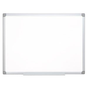 Tableau blanc q-connect émaillé surface magnétique acier vitrifié encadrement aluminium marqueur effaçable 45x60cm
