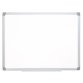 Tableau blanc q-connect émaillé surface magnétique acier vitrifié encadrement aluminium marqueur effaçable 45x60cm