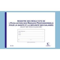 Registre elve resultats evaluation risques pro        210x297mm 29 tableaux ouverts foliotes 60 pages