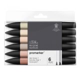 Set 6 marqueurs double pointe PROMARKER. A base d'alcool. Tons chair assortis