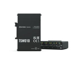 Teltonika TSW010 DIN Rain Switch 5 x Fast Ethernet (10/100) Connexion Ethernet, supportant l'alimentation via ce port (PoE) Noir