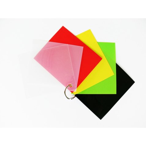 Sachet 30 feuilles plastique Fou A4 assorties cristal transparent Jaune Rouge Vert Noir