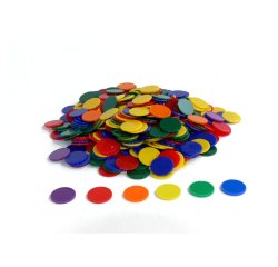 Lot de 500 jetons opaques en plastique, diamètre 2,5 cm, 6 couleurs assorties