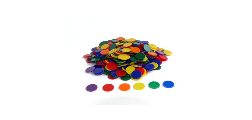 Lot de 500 jetons opaques en plastique, diamètre 2,5 cm, 6 couleurs assorties