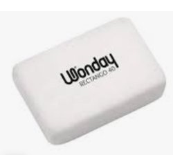 Gomme wonday rectangulaire rectango 40 coloris blanc     boite 40 unites