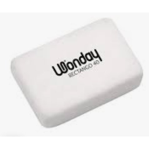 Gomme wonday rectangulaire rectango 40 coloris blanc     boite 40 unites