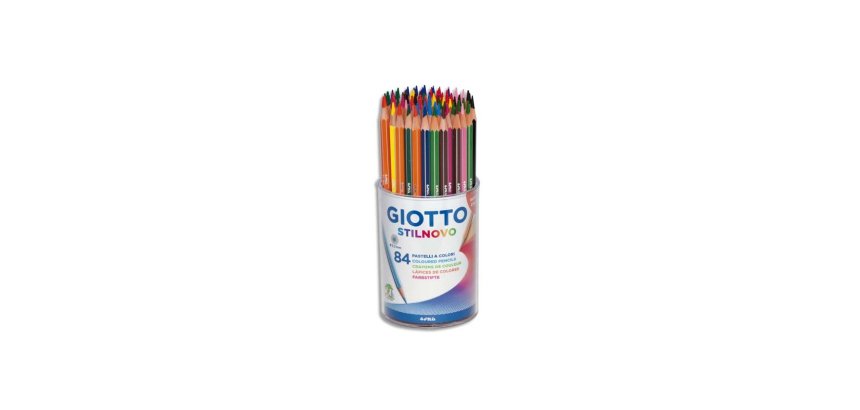 Crayon couleur giotto stilnovo hexagonal 6.8mm mine qualité supérieure 3.3mm coloris vifs intenses étui carton 84 unités