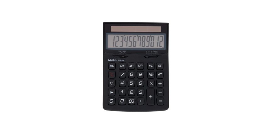 Calculatrice maul bureau eco 850 12 chiffres ecran 1 ligne 3 touches memoires touche pourcentage racines coloris noir