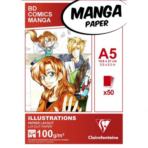 Bloc manga clairefontaine  a5 coll  14,8x21 100gr 50 f