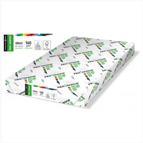 Ramette 250 feuilles papier extra Blanc satiné PRO DESIGN SRA3 160G CIE 168