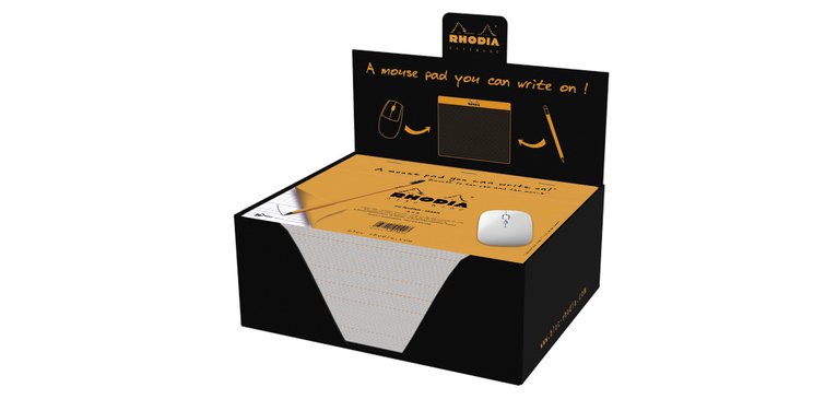 Tapis de souris Rhodia Clic Bloc 19x23 cm 30f petits carreaux 5x5 en présentoir de 30 pièces - Orange