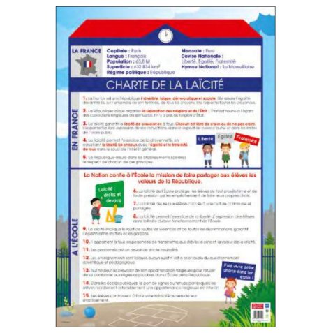 Poster pelliculé thème la laïcité- 52x76 cm
