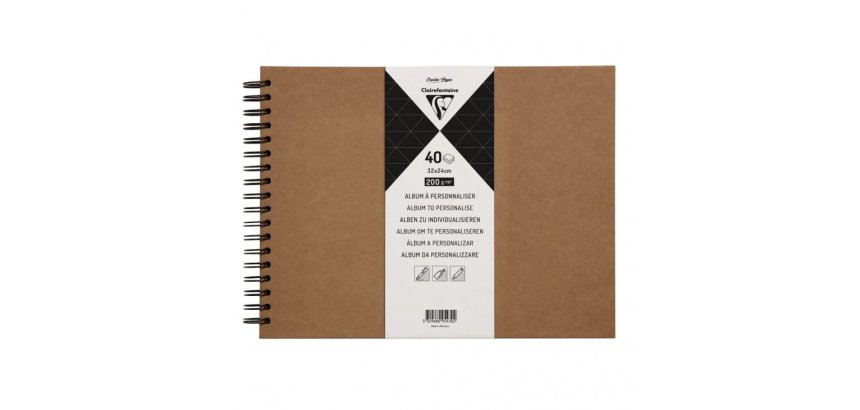 Album à personnaliser de 40 feuilles 200g/m2 au format 32x24cm - Kraft