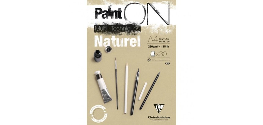 Paint'ON Naturel bloc collé 30F A4 250g
