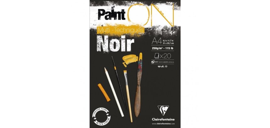 Paint'ON Noir bloc collé 20F A4 250g