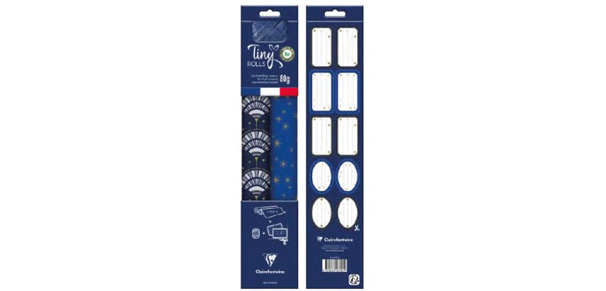 Pack 2TR+bolduc,5x0,35m,pap.aff,bleu/or - Bleu