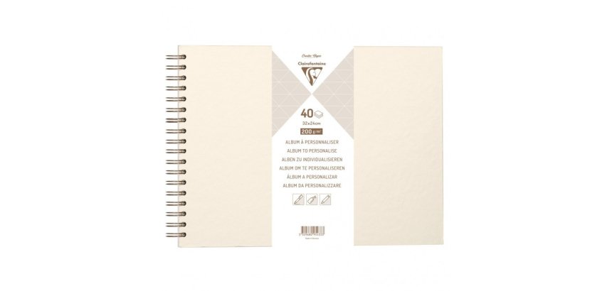 Album à personnaliser de 40 feuilles 200g/m2 au format 32x24cm - Ivoire irisé