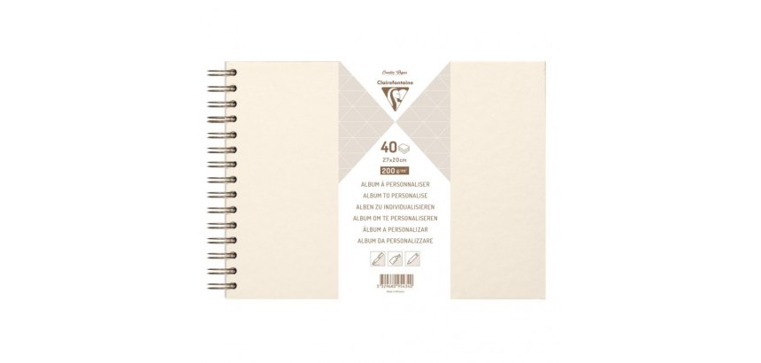 Album à personnaliser de 40 feuilles 200g/m2 au format 27x20cm - Ivoire irisé