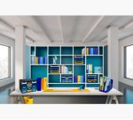 Corbeille a courrier exacompta bee blue plastique recycle a4+ superposable capacite 500f coloris bleu marine