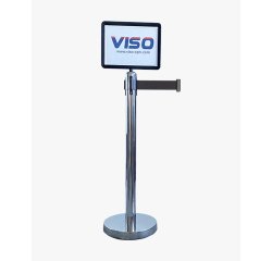 Panneau A4 - Adaptateur Noir/Chromé pour Poteaux à Sangle  - Noir