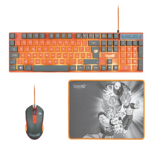 Blade Gaming PC Dragon Ball Super PACK Keyboard + Mouse + Mousepad teclado Ratón incluido Juego USB Gris, Naranja