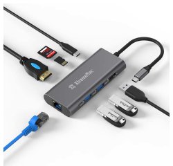 XtremeMac XWH-HUB8-13 hub & concentrateur USB Type-C 40000 Mbit/s Gris