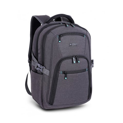 Mochila para portátil 17,3 Urban Factory HTE17UF Negro, Gris Malla, Poliéster, Plástico reciclado, Acero
