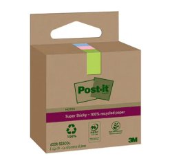 Recycling Notes assortis Super Sticky 47,6 X 47,6 mm - bloc de 70 feuilles