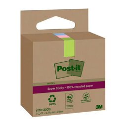 Recycling Notes assortis Super Sticky 47,6 x 47,6 mm - bloc de 70 feuilles