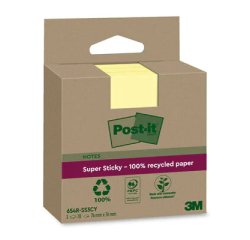 Recycling Notes jaune Super Sticky 76 x 76 mm - bloc de 70 feuilles