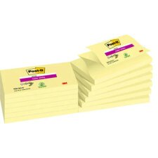 Lot de 12 recharges repositionnables ZNOTES SUPERSTICKY 90 feuilles. Format 7,6 x 12,7cm. Jaune